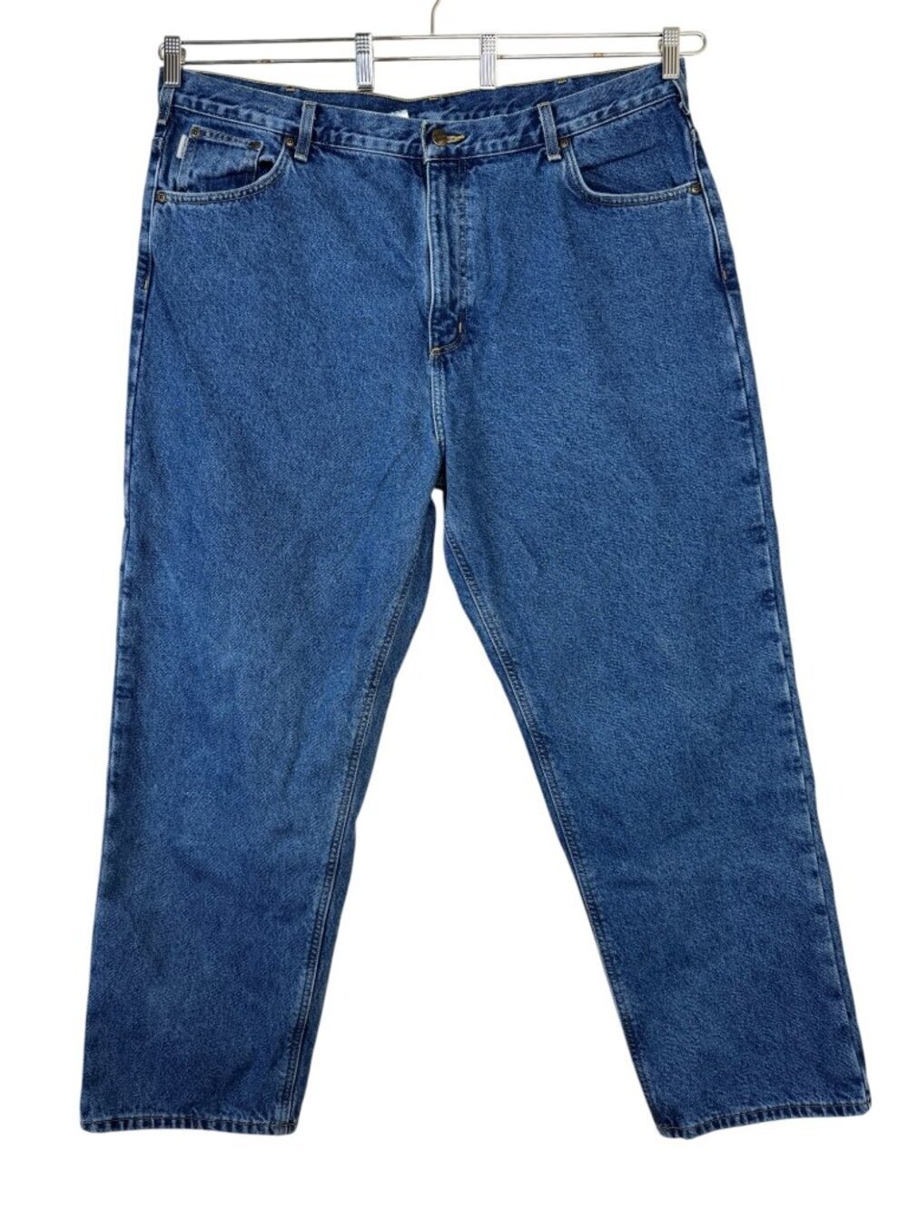 Carhartt Jeans Relaxed Fit Flannel Lined Men's 42x30 Blue Denim Casual Med Wash